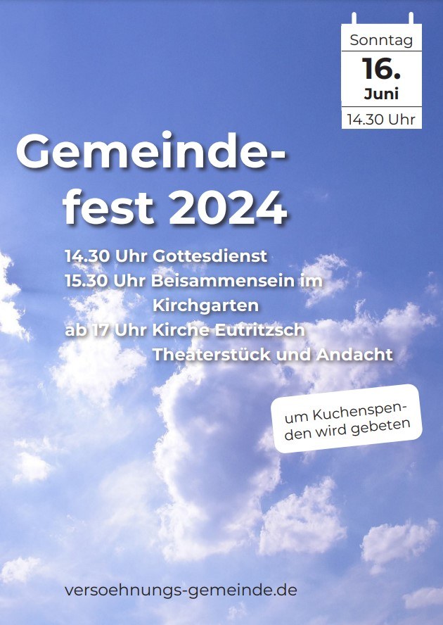 Gemeindefest am Sonntag, 16. Juni 2024